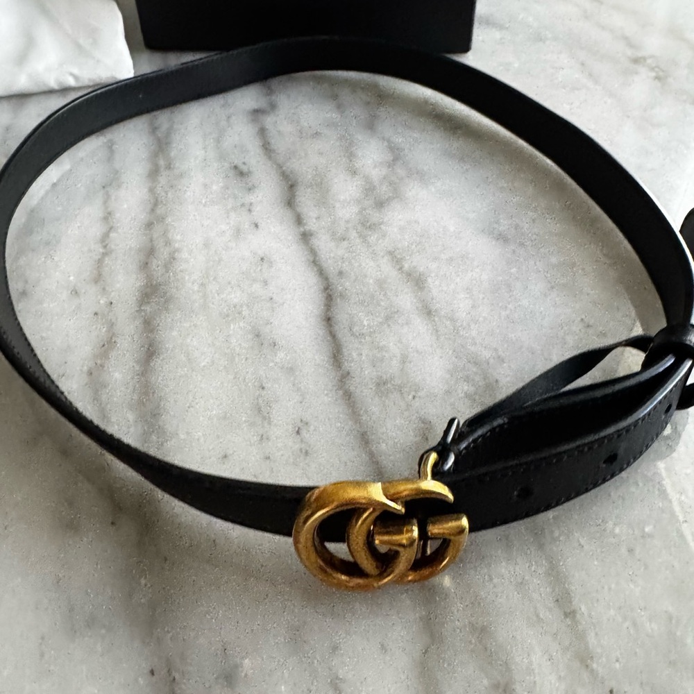 Gucci Black Belt with Double G Gold Buckle